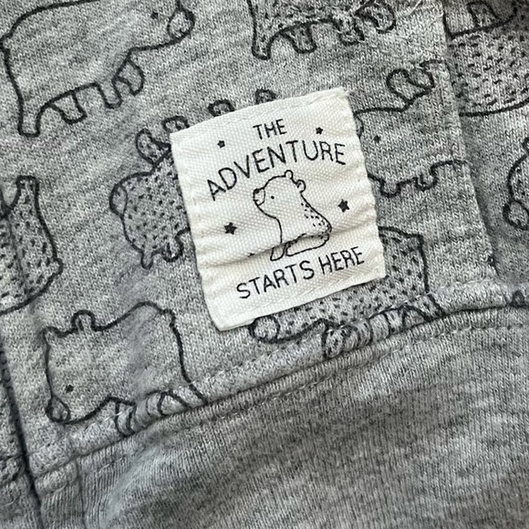 Just One You by Carters • Grey Bear Pattern Baby Zip Up Hoodie - Picture 5 of 5